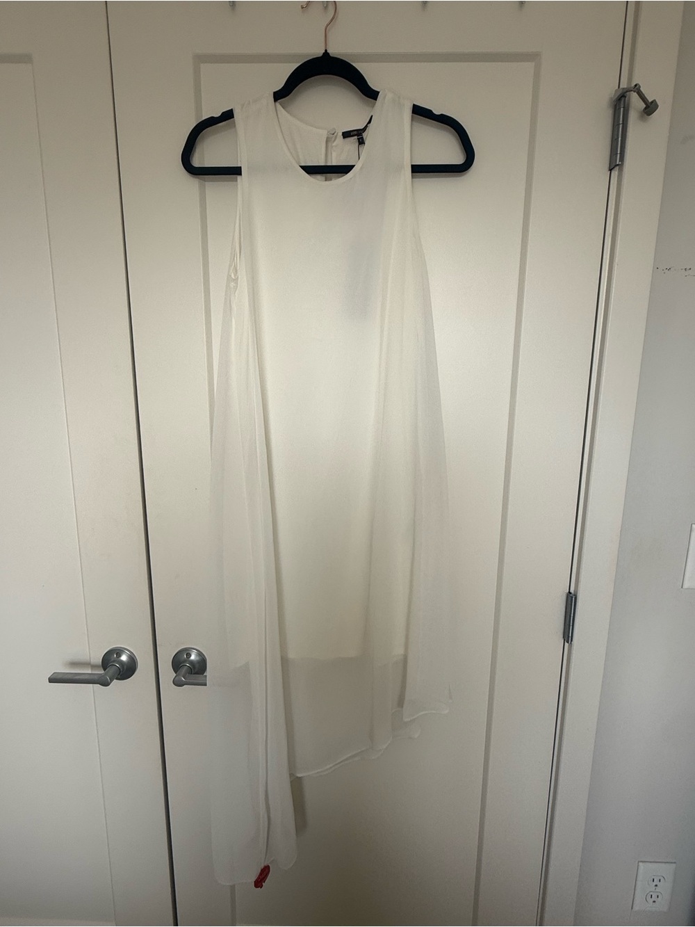 Kobi Halperin White Asymmetrical Sheer Overlay Dress
